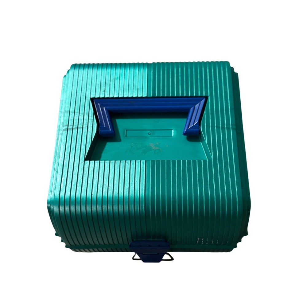 Vintage Sassaby Makeup‎ Organizer Case Teal Green Blue 90s Cosmetic Box Storage